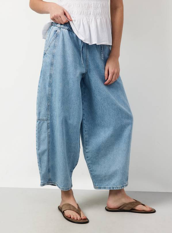 Light Denim Balloon Pull-On Mid Rise Jeans 20